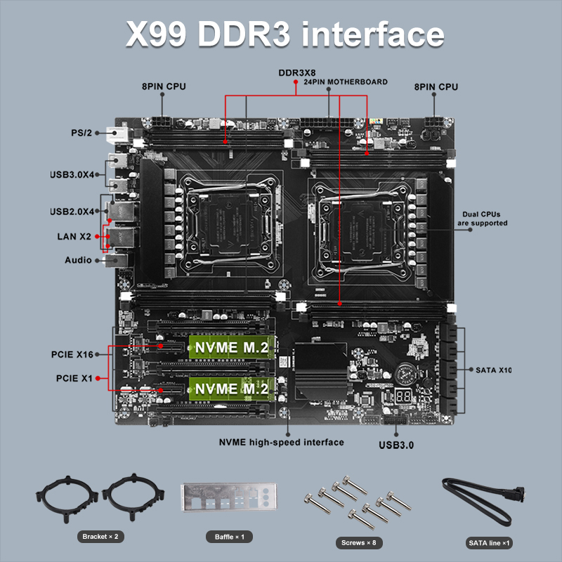 X99 Dual-socket Cpu Motherboar - Ecc Ram Server 评论和价格